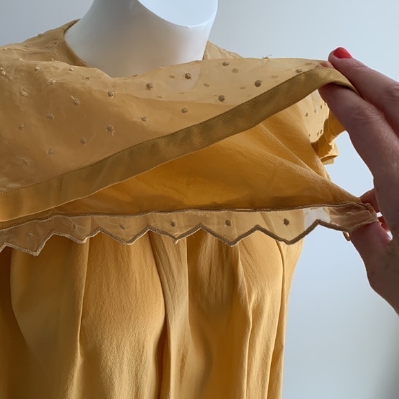 Vintage Jacques Molko Paris, 100% silk, yellow mustard color, size M, blouse - Picture 13 of 16